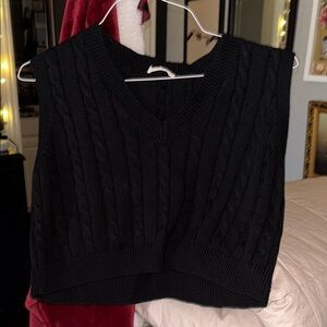 Black Cable Knit Sweater Vest